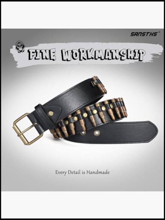 Faux Leather Studded Belt with Metal Buckle Punk Gothic Style